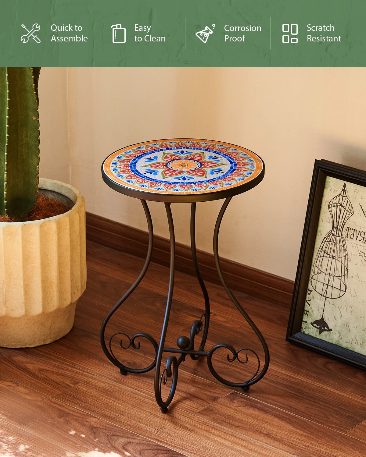 VONLUCE black steel frame provides sturdy support for indoor or outdoor setups