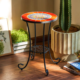 VONLUCE indoor coffee table with tile top adds color and texture.