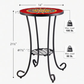 VONLUCE living room accent table showing mosaic tile art.