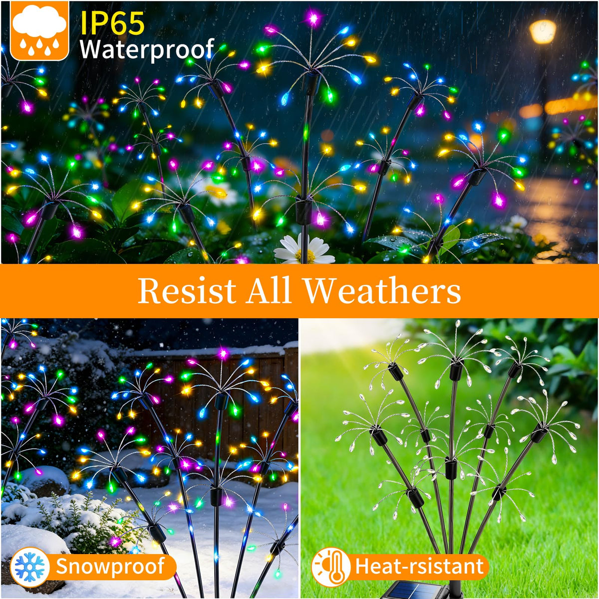 VOOKRY waterproof outdoor lights resist rain and snow for long-lasting garden decor.