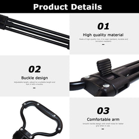 VOONKE camping wagon handle in outdoor use demonstrating durable iron construction.