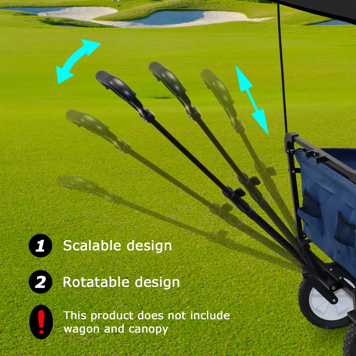 VOONKE stroller wagon pull handle installed for smooth maneuvering.