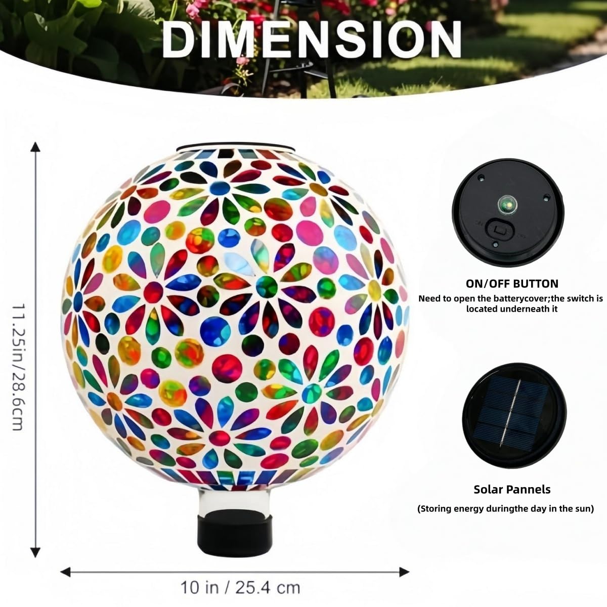 VOREEN gazing ball fits most stands for versatile outdoor placement
