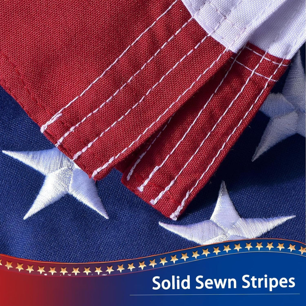 VORENUS sewn-stripes flag features precise stitching for durability and classic patriotism.
