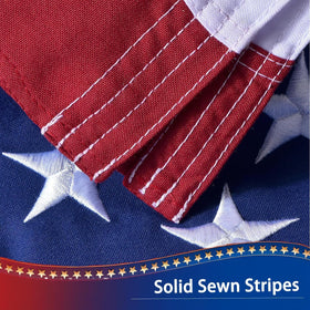 VORENUS sewn-stripes flag features precise stitching for durability and classic patriotism.