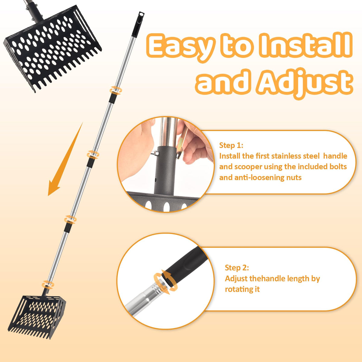 Vorhomness multi-purpose cleaning tool suitable for coops, gardens, stalls, sand pits and litter boxes.