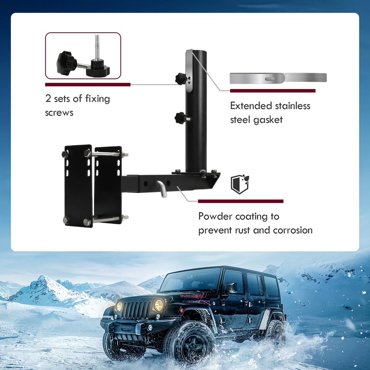 Vornalex flag pole mount with adjustable base enhances compatibility with bumpers