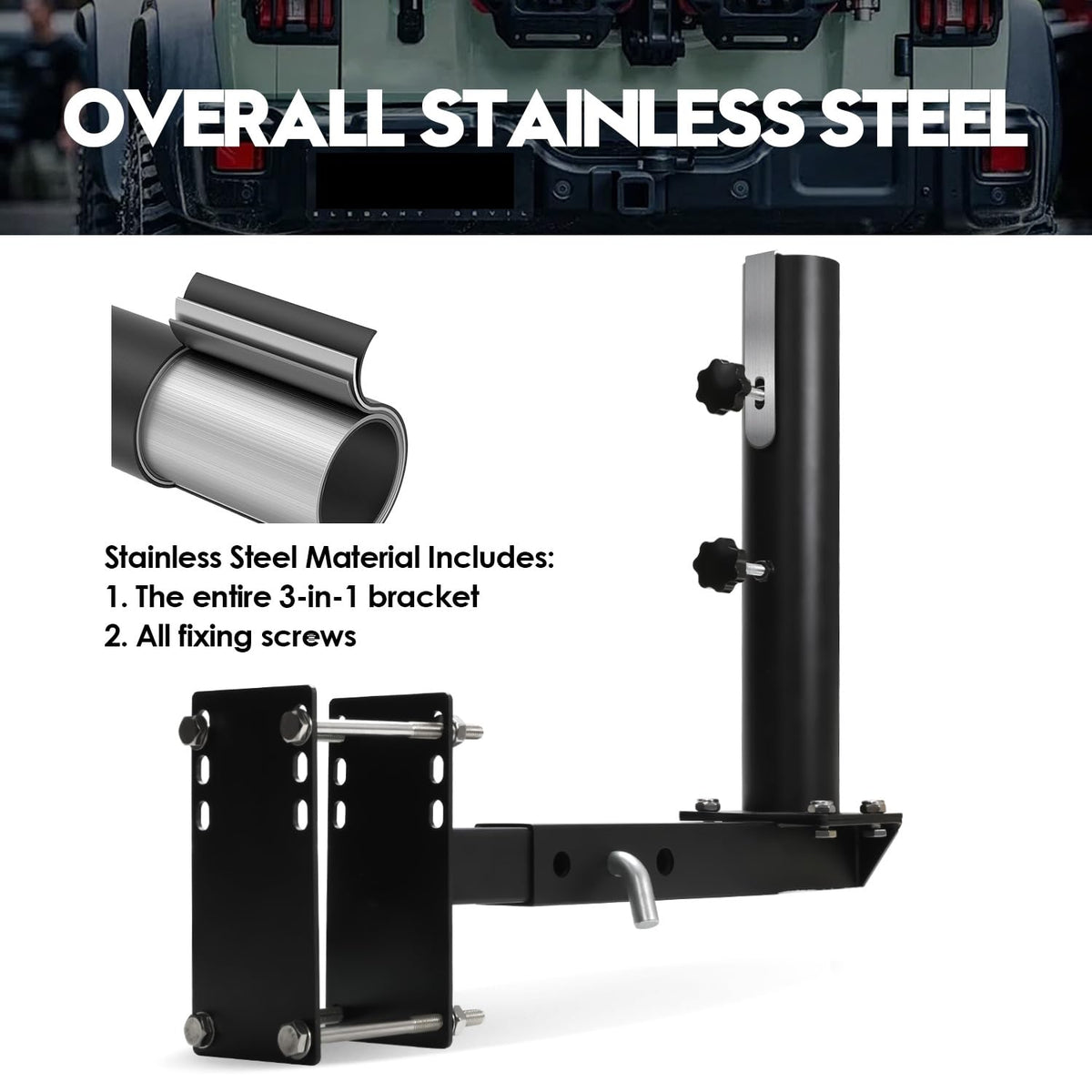 Vornalex 3-in-1 mount supports frame, hitch, bumper setups