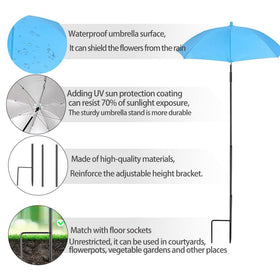 Vorriop plant umbrella in garden bed providing shade for beds and plants