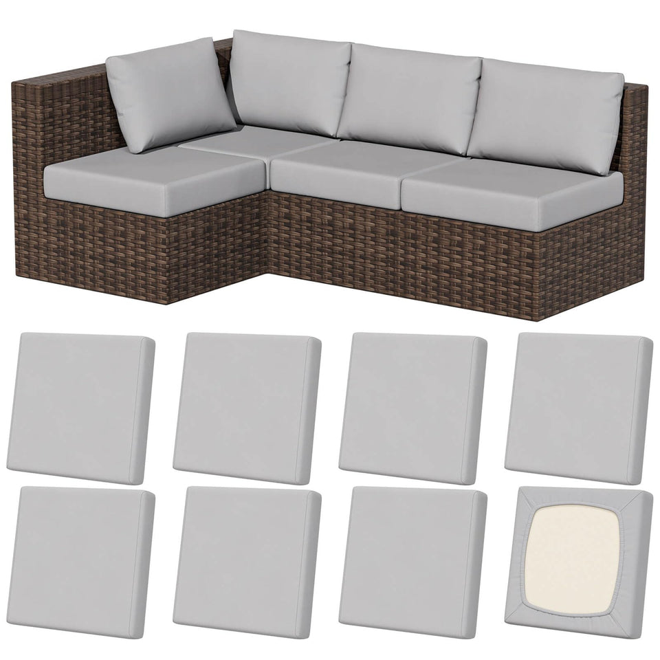 Vorshape eight-pack stretch cushion covers protect outdoor furniture from stains