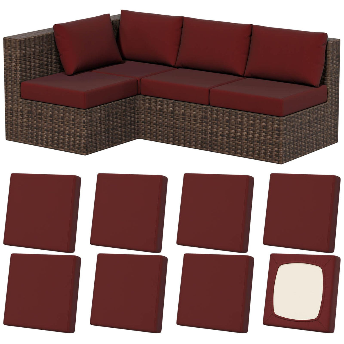 Vorshape 8Pcs Stretch Patio Cushion Covers for universal fit and wrinkle-free look
