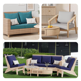 Vorshape cushions shown across outdoor and indoor setups for versatile use