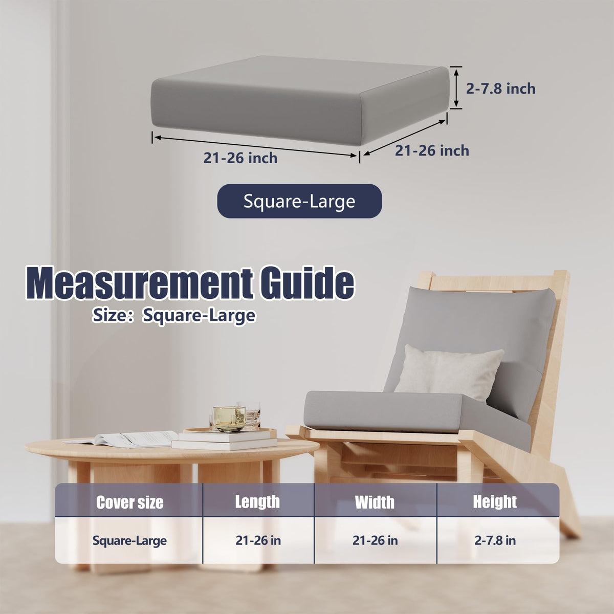 Vorshape square-large cushion cover fits 21-26 inch cushions for a wrinkle-free update