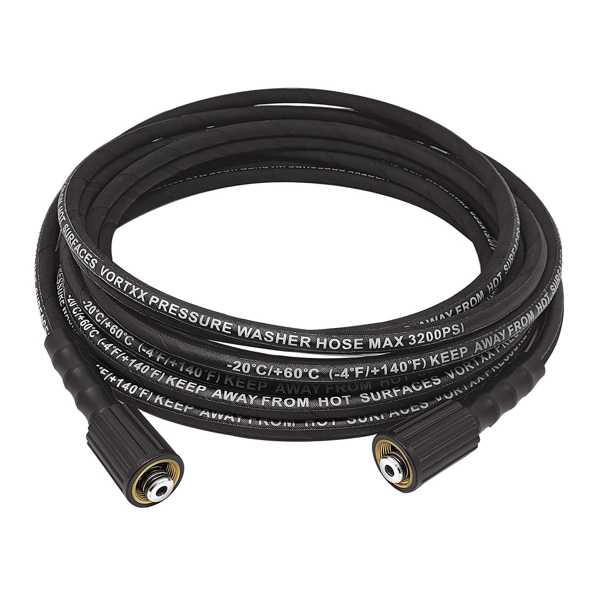 Vortxx hose with steel braided cover for durability