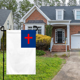 Vorupel cross flag with high-definition print, weather-resistant for outdoor use.