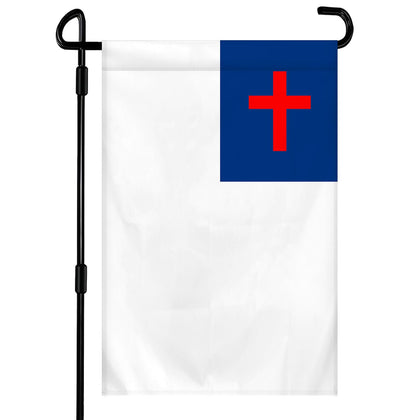 Vorupel Christian Garden Flag with Cross design for outdoor display and durable colors.