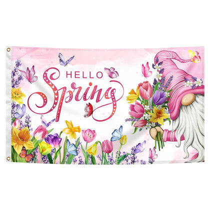Vorupel Hello Spring Gnome Flag 3x5 ft bright outdoor decor