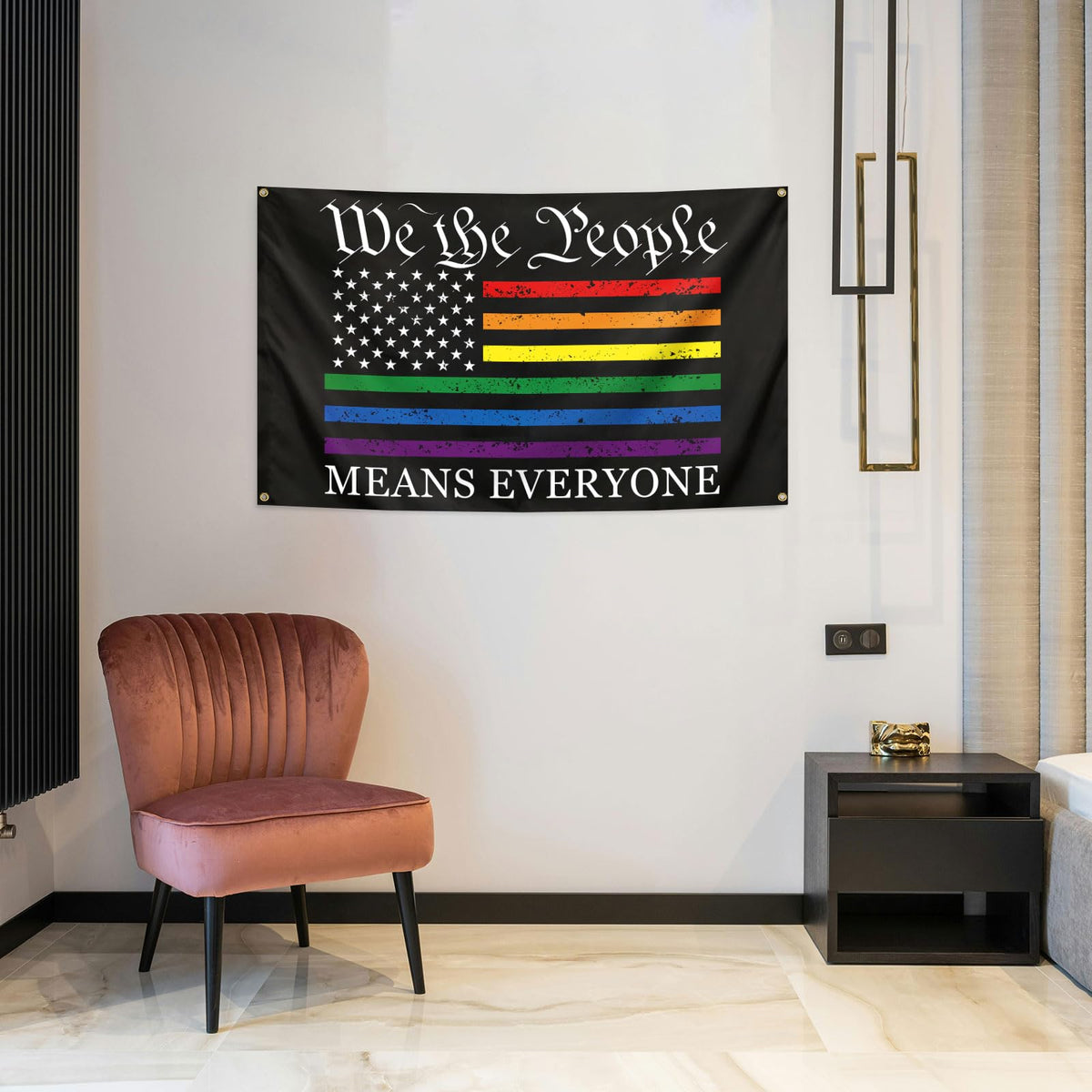 Vorupel multicolor flag serves as a festive backdrop for celebrations and gatherings.