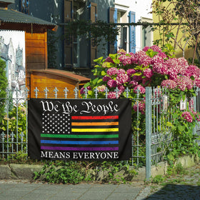 Vorupel rainbow flag 3x5 ft with brass grommets resists wind for yard use.