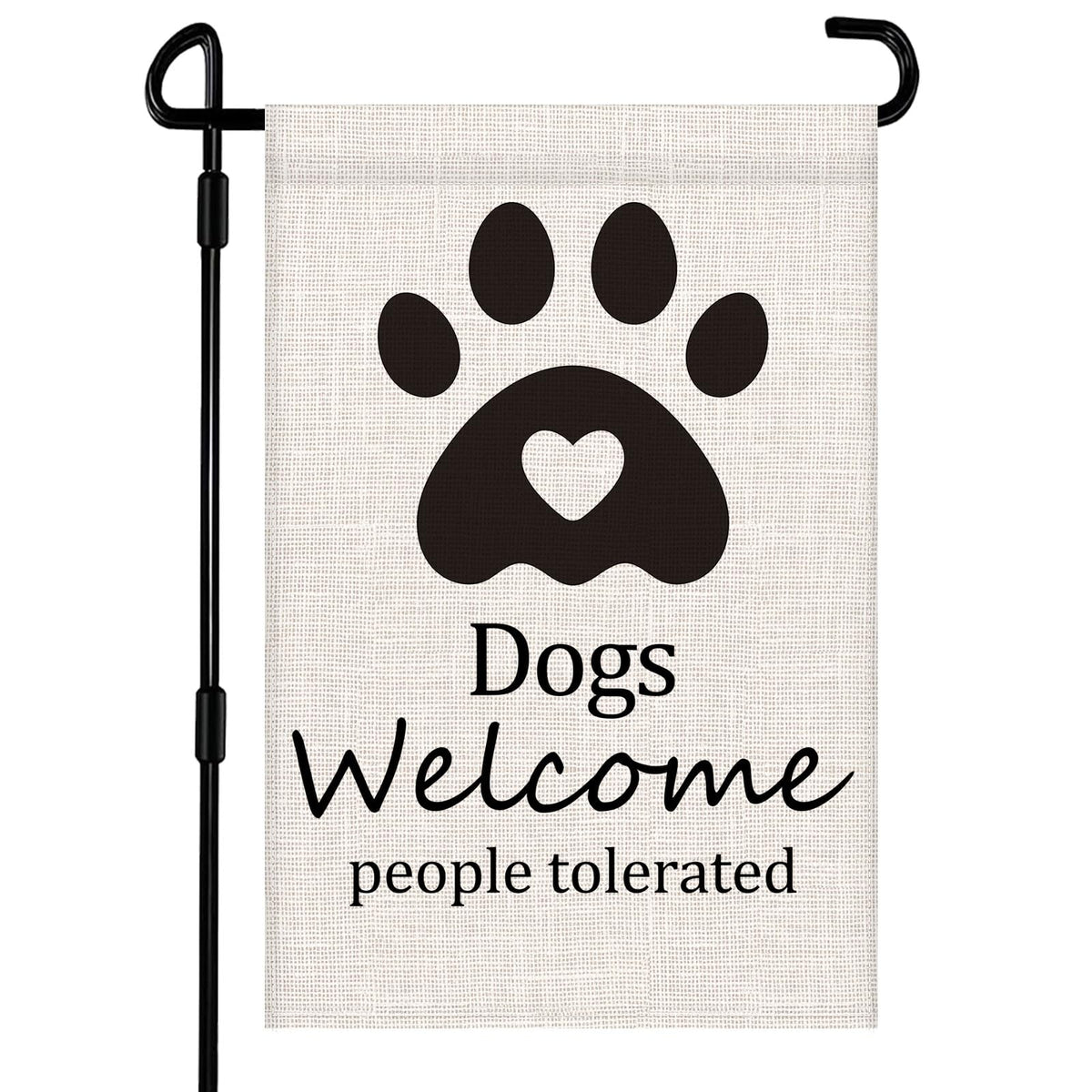 Vorupel welcome flag with dogs welcome on durable burlap for porch display.
