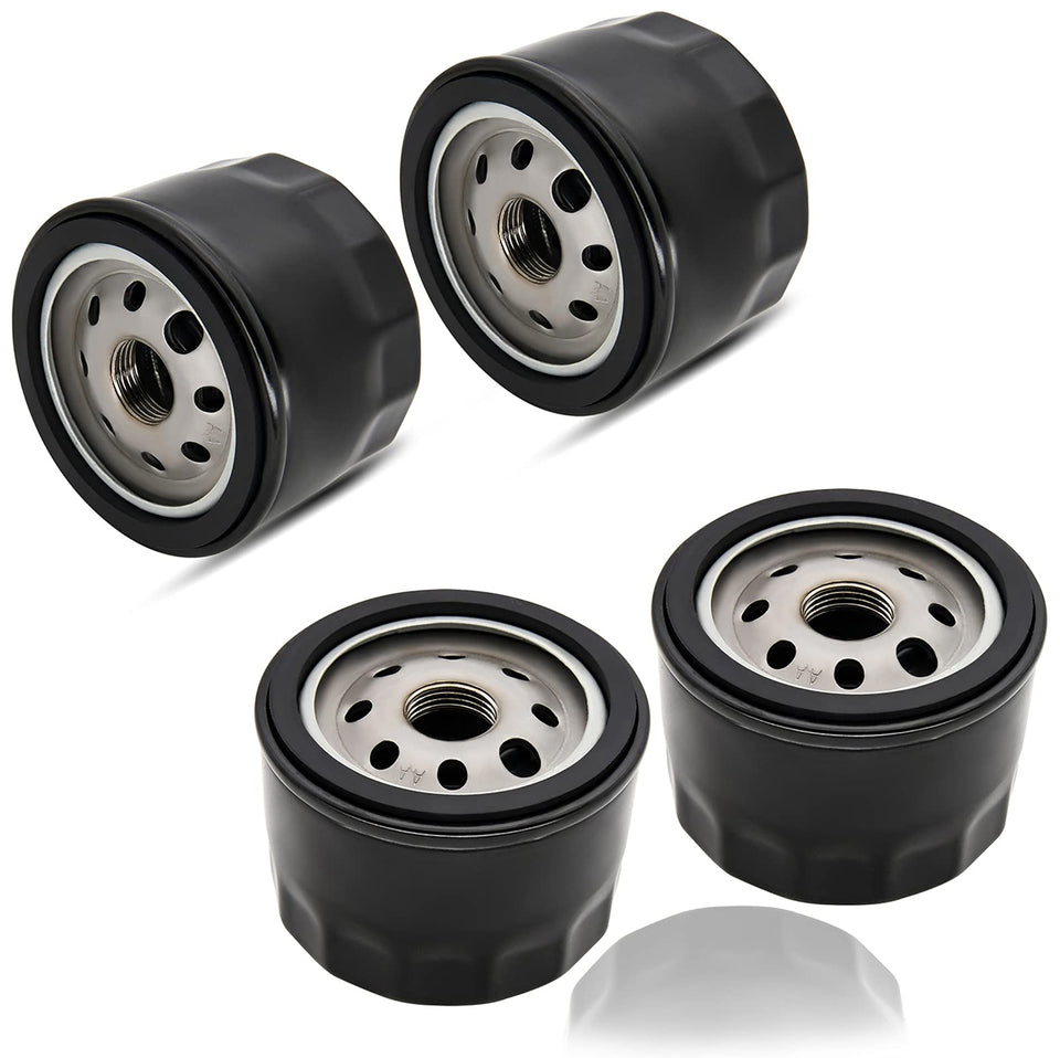 Vosaplk KIE 696854 four-pack oil filter for lawn mowers with precise fit.