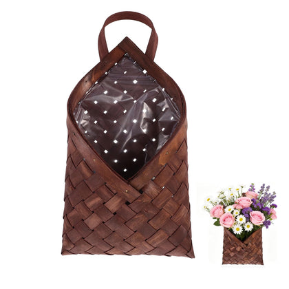 VOSAREA vintage woven wall basket ideal for vertical flower display and small storage.