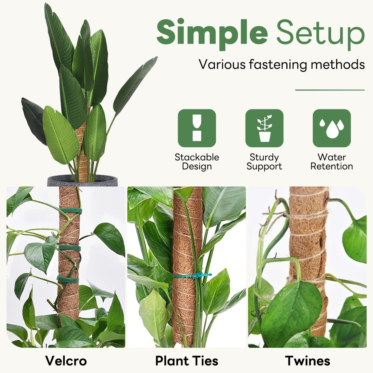 Vosyinm indoor-outdoor moss totem providing versatile plant support