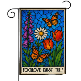VOTANTA Foxglove Daisy Tulip garden flag outdoors with double-sided readability