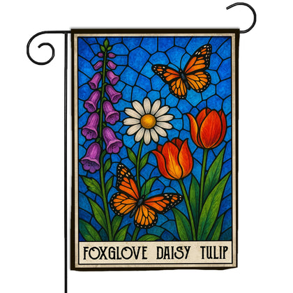 VOTANTA Foxglove Daisy Tulip garden flag outdoors with double-sided readability