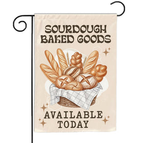 VOTANTA sourdough garden flag 12x18 adds welcoming charm to outdoor spaces.