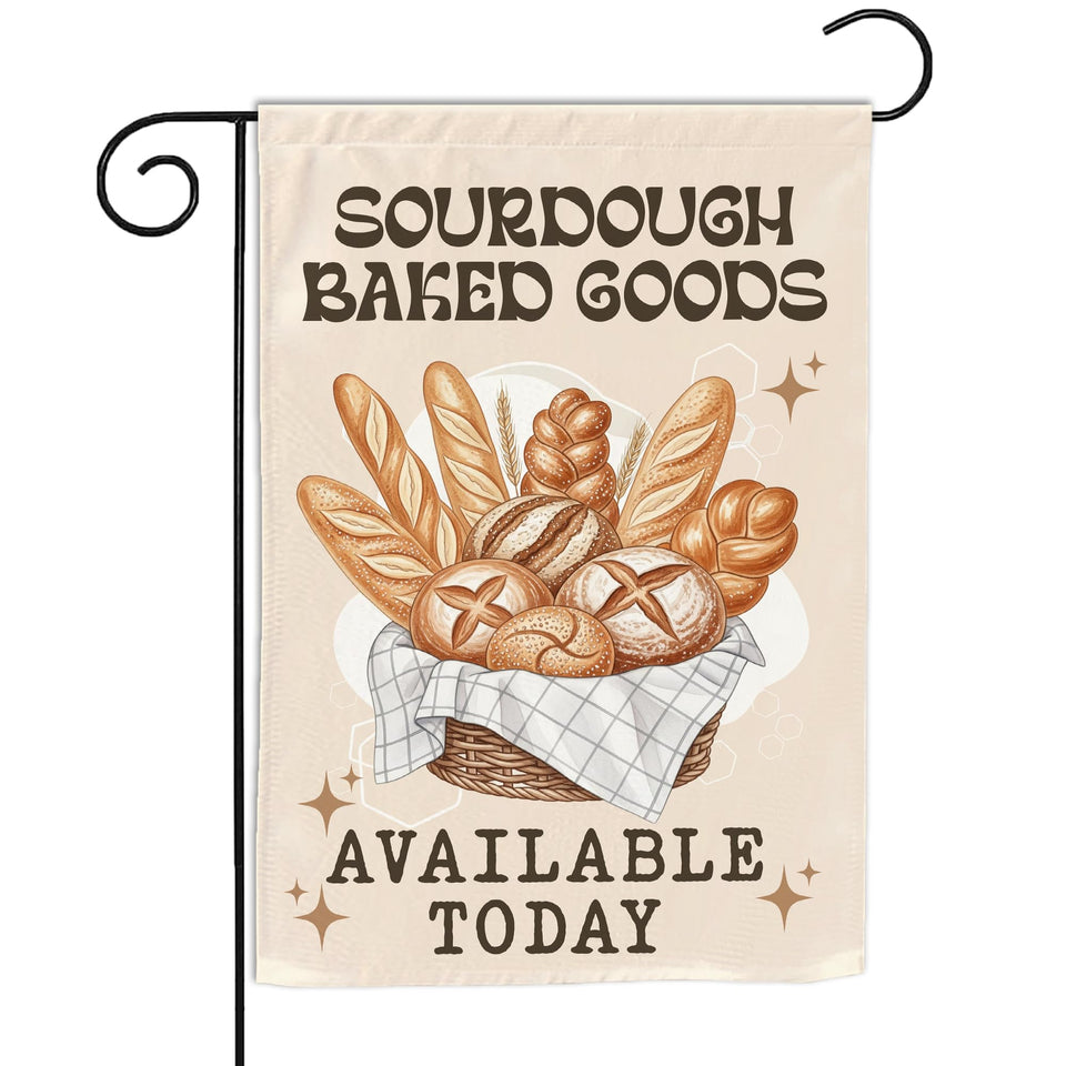 VOTANTA sourdough garden flag 12x18 adds welcoming charm to outdoor spaces.
