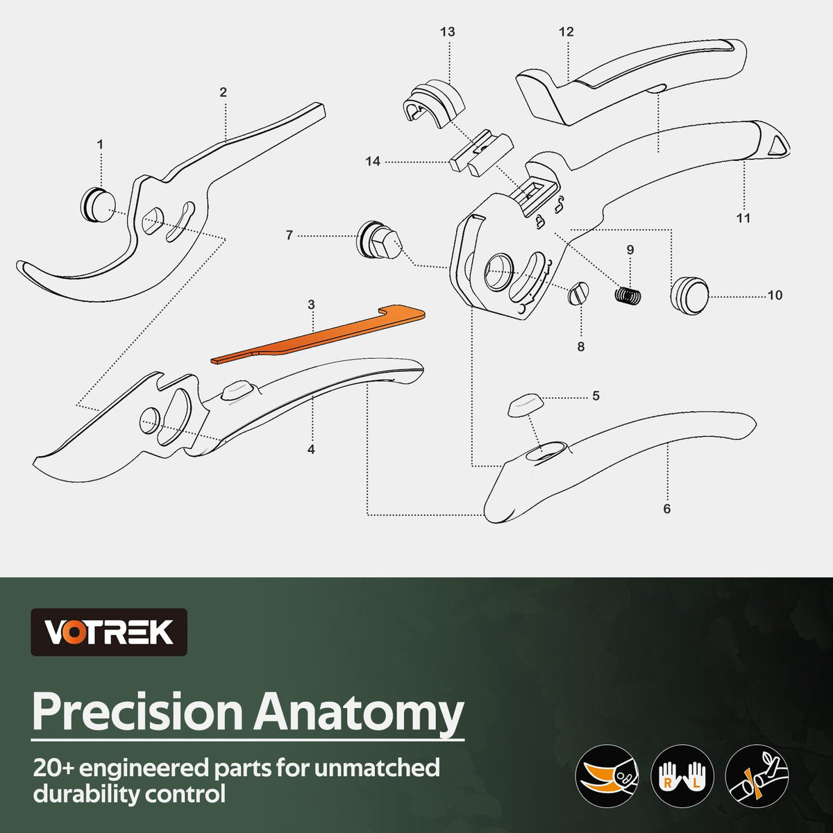 VOTREK tool included lifetime warranty for lasting confidence in pruning work.