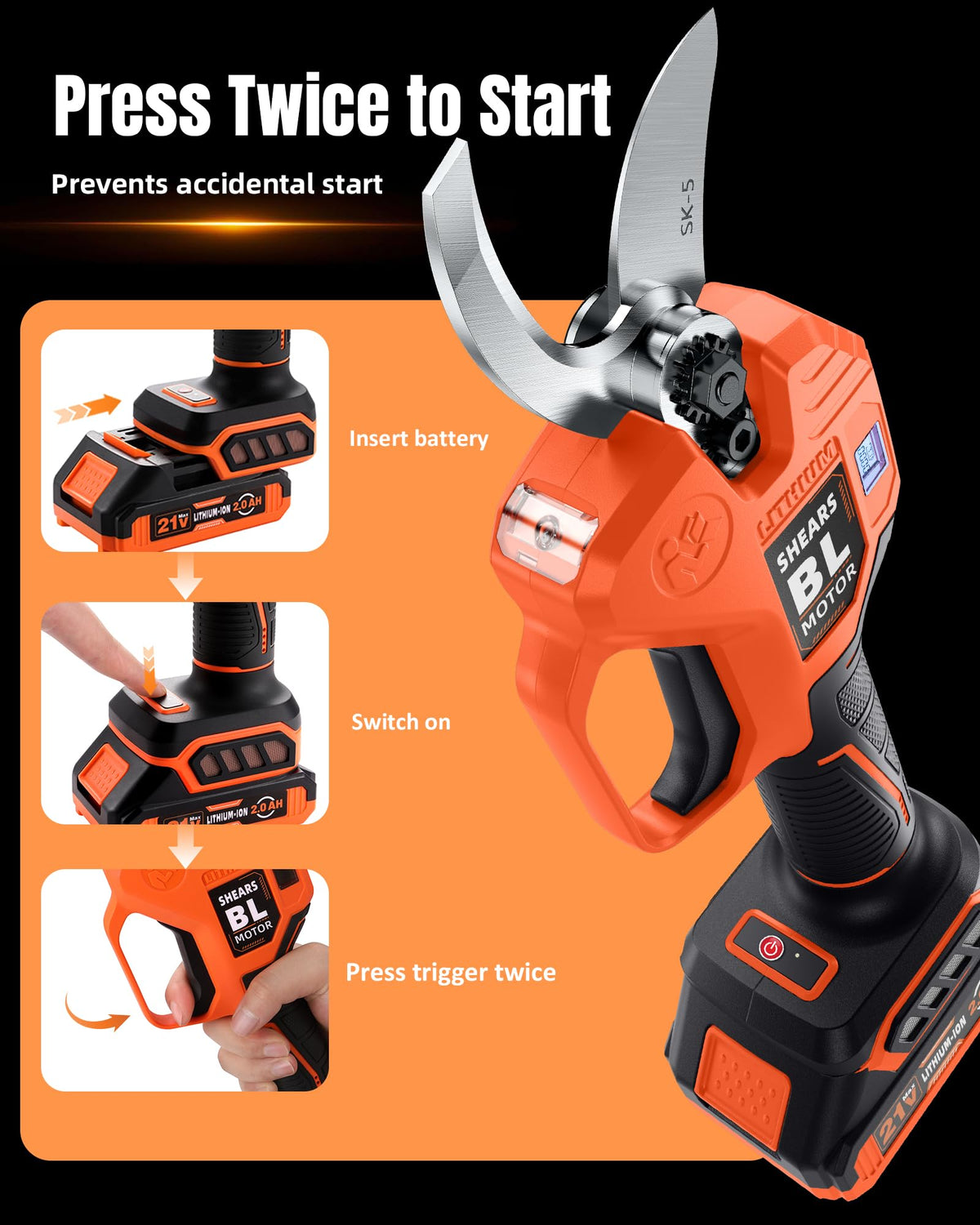 VOTREK dual cutting modes allow 0.71-inch and 1.6-inch pruning options.