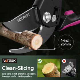 VOTREK pruning shears demonstrating 26 mm cut capacity for clean, efficient pruning