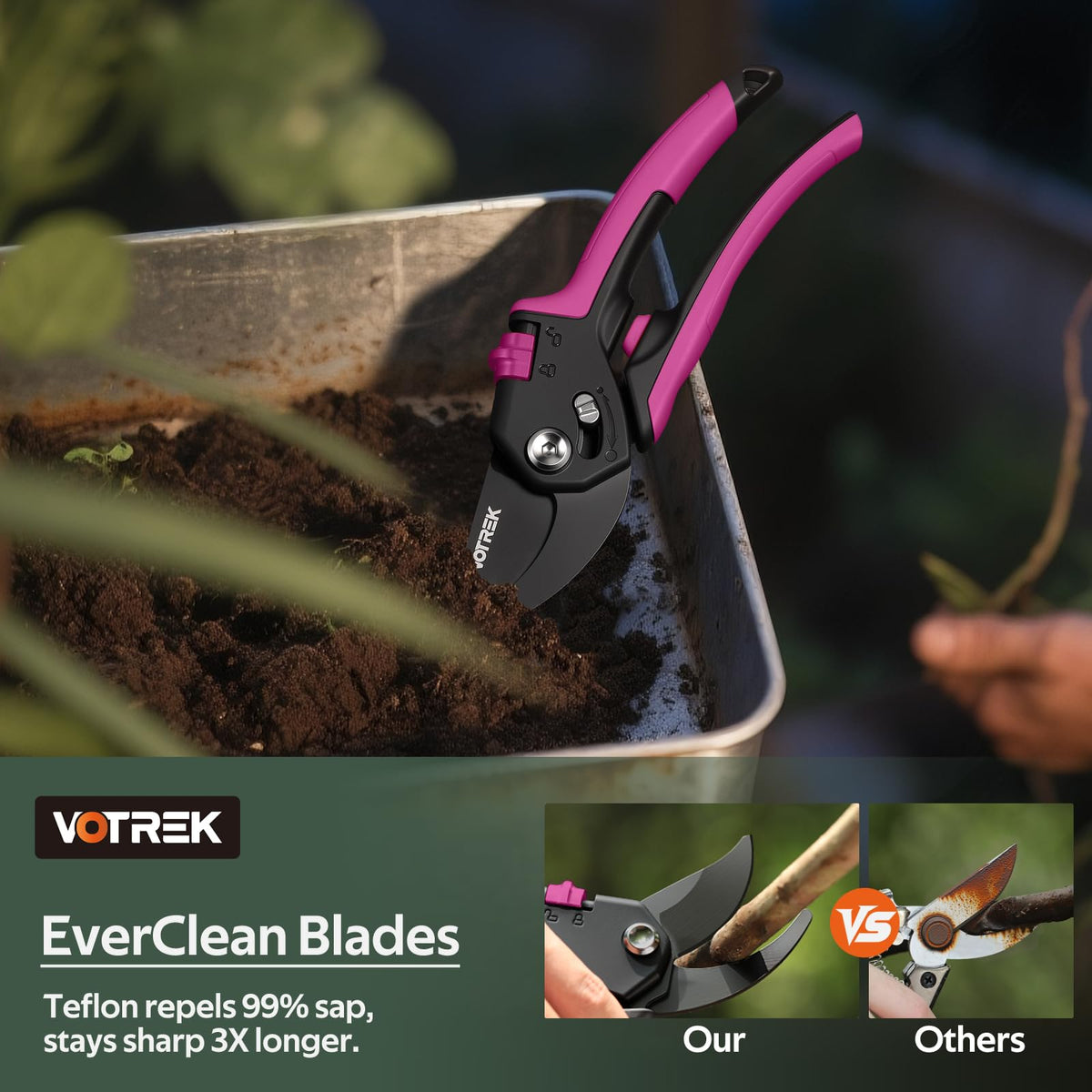 VOTREK pruning shears ideal for bonsai and shrub trimming
