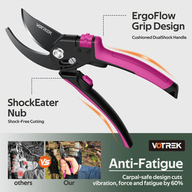 VOTREK pruning shears ergonomic grip with TPR coating for comfort