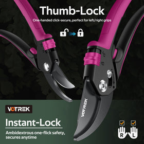 VOTREK pruning shears with Teflon coating reduces resistance during cutting