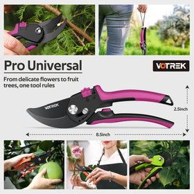 VOTREK pruning shears thumb slide lock for safe one-handed use