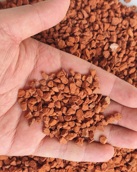 Voulosimi calcined clay soil for bonsai bag closeup — supports moisture retention for healthy roots