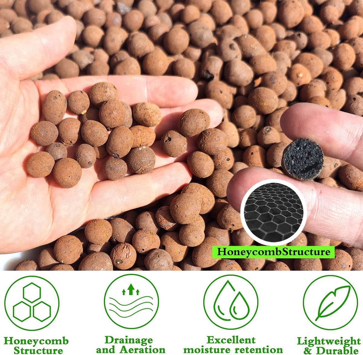 Voulosimi clay pebbles 36lb pack provide long lasting growing medium.