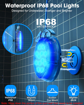 Vovamo pool light featuring a remote control for easy color and mode changes.