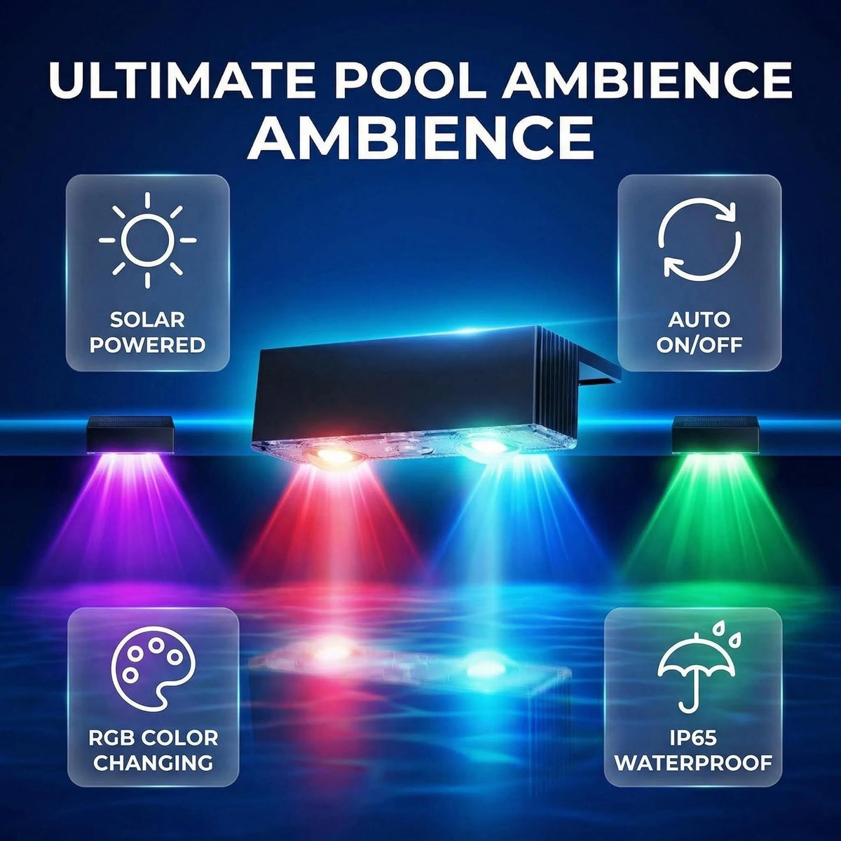 VOVG solar pool light adhesive mount preserves surfaces during setup