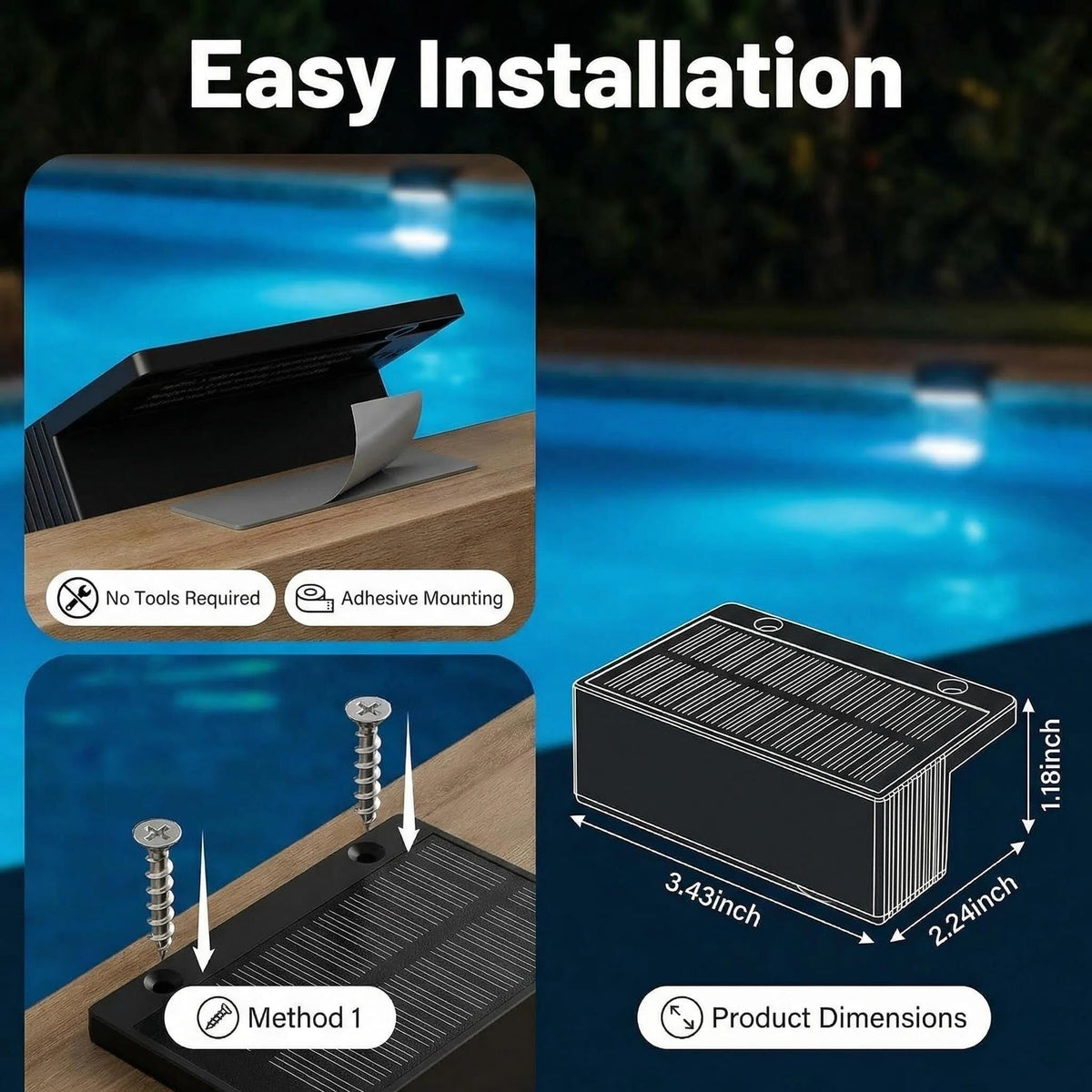 VOVG solar pool light dusk-to-dawn operation for hands-free night lighting