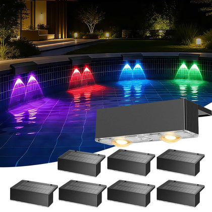 VOVG solar pool light front view with bright outdoor glow for poolside ambiance