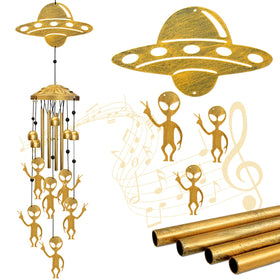 Vovkokc Alien Wind Chimes outdoor UFO Saucer-man decor enhances garden ambiance