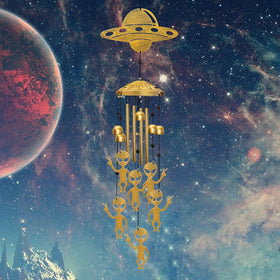Vovkokc Alien Wind Chimes outdoor focal with UFO and aliens for visual intrigue