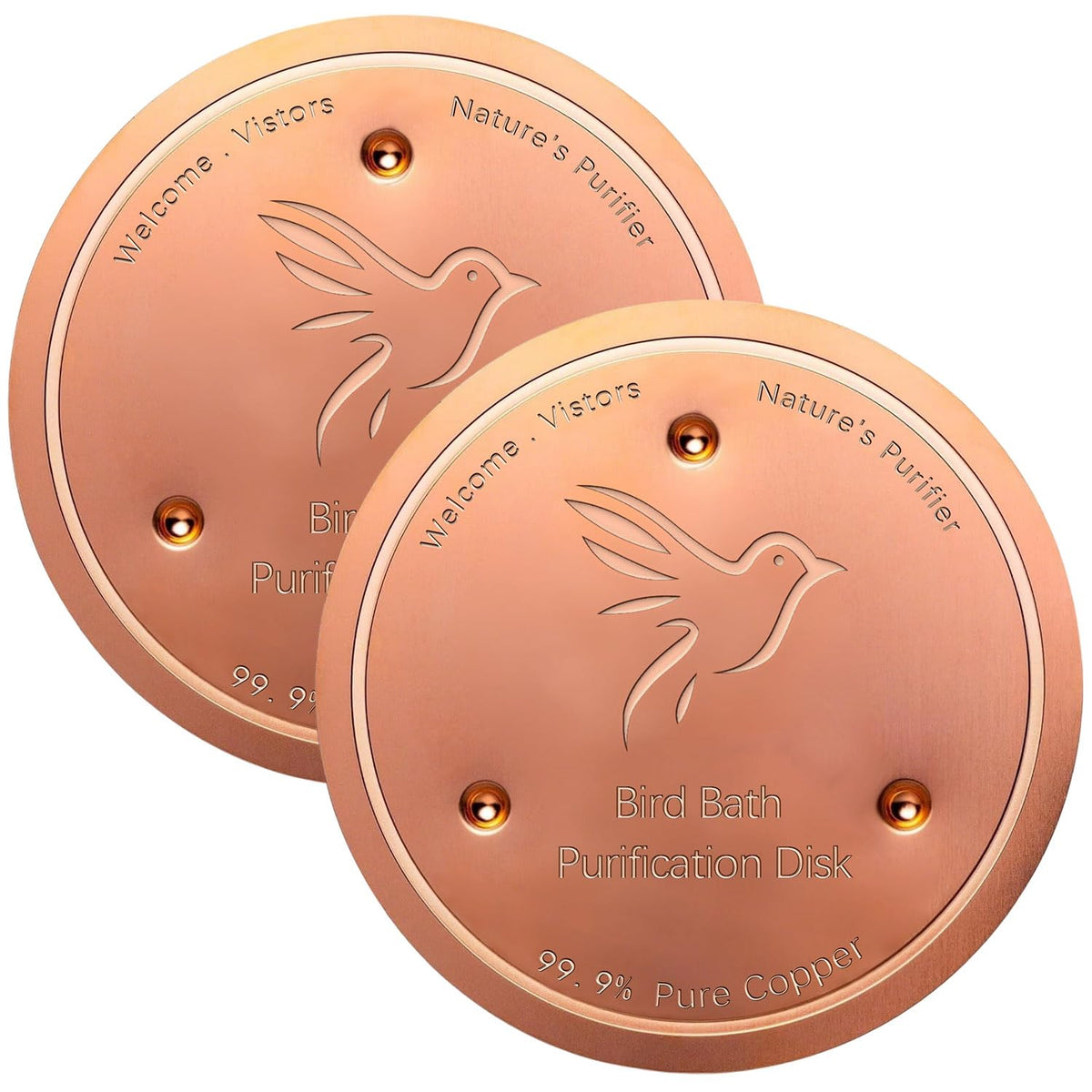Vovkokc copper bird bath disk front view promotes sustained clean water for birds