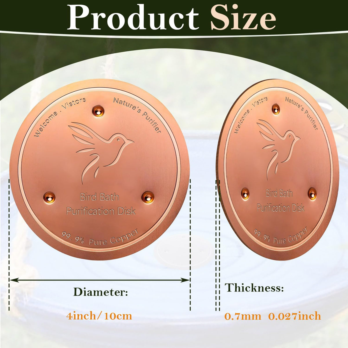 Vovkokc copper bird bath disk patina forming natural purification