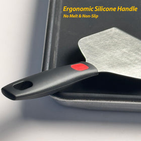Vovoly versatile griddle utensil cleans corners and flips on cast iron and flat tops