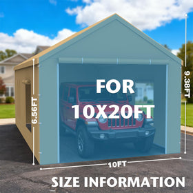 Voxary 10x20ft carport back panel shows durable, UV-protected coverage from outdoors.